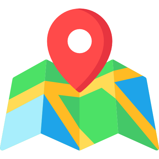 Folded map with a location pin